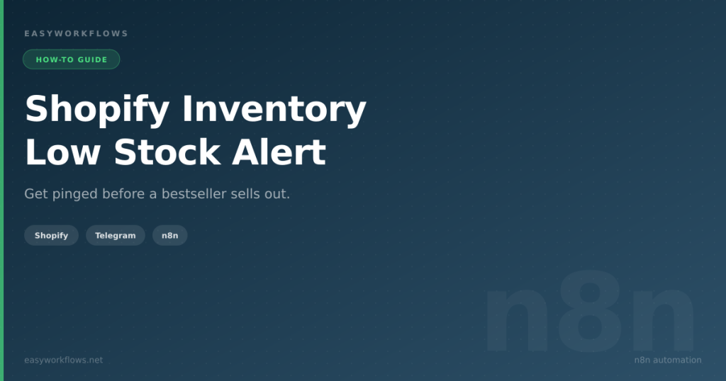 Shopify Inventory Low Stock Alert with n8n (Automated, Real-Time)