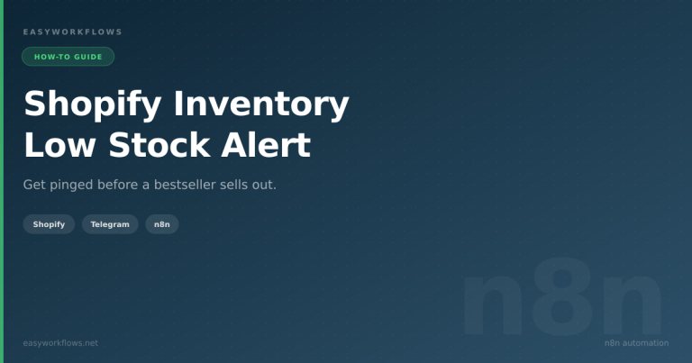 Shopify Inventory Low Stock Alert with n8n (Automated, Real-Time)