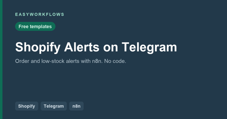 How to Get Shopify Alerts on Telegram with n8n (Free Templates)