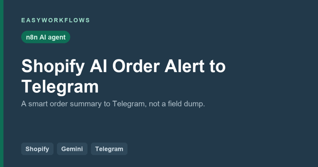 Shopify AI Order Alert to Telegram Agent (n8n Template)
