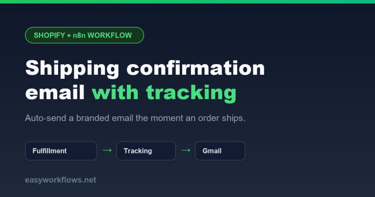 Shopify shipping confirmation email with tracking in n8n