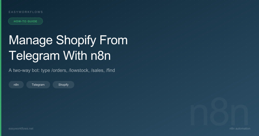 Manage Shopify From Telegram With n8n: Two-Way Bot Guide