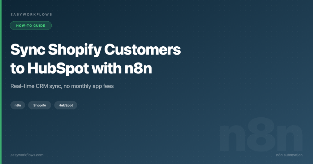 Sync Shopify Customers to HubSpot with n8n (Free, Real-Time)