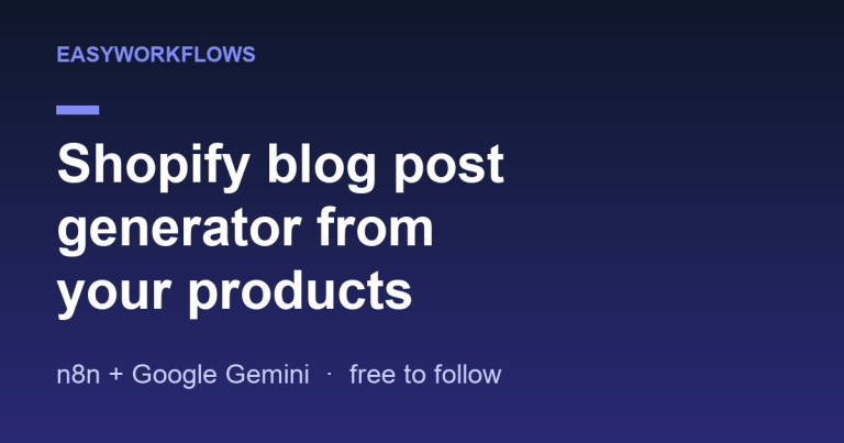 Build a Shopify blog post generator from your products with n8n