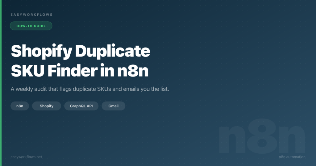 Shopify Duplicate SKU Finder in n8n (Weekly Audit)