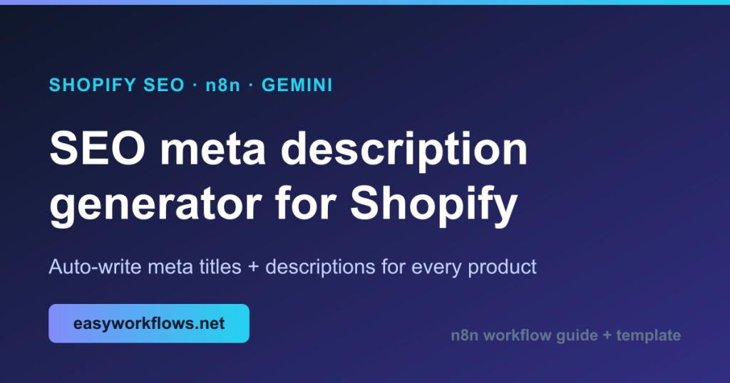 Shopify SEO Meta Description Generator With n8n and Gemini