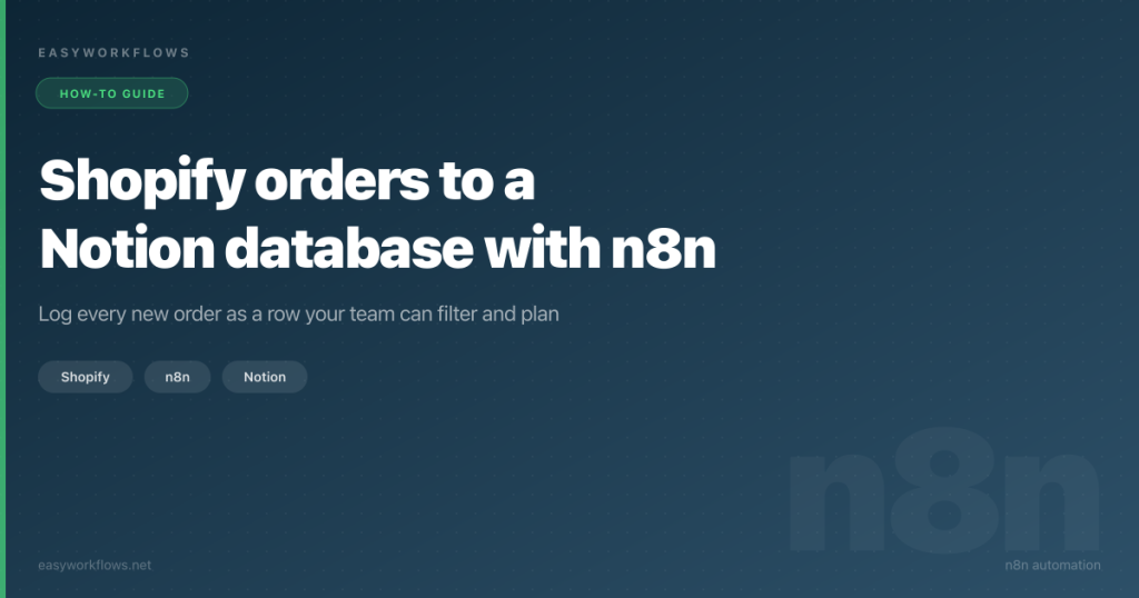 Shopify orders to a Notion database with n8n
